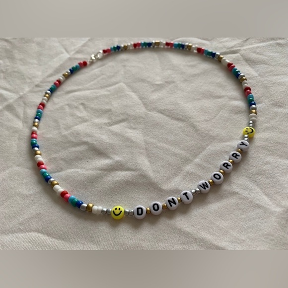 5/$20 ENTIRE SHOP CLEARANCE Handmade “don’t worry” men beaded necklace 🍉☺️ - Picture 3 of 5